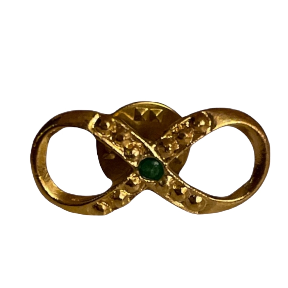 Harriet Carter Infinity Charm Lapel Pin with Emerald Stone